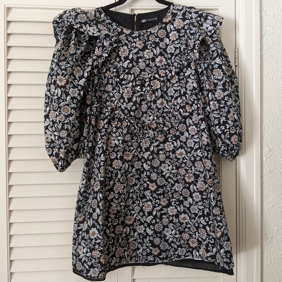 ZARA Ruffle & Floral Baby Doll Dress - Picture 1 of 8